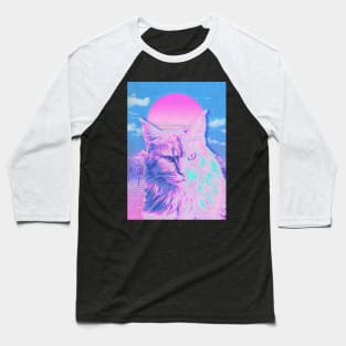 cat synthwave Baseball T-Shirt